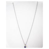 Sterling Silver Necklace with Mini Star Sapphire CZ Accent
