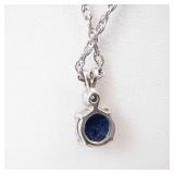 Sterling Silver Necklace with Mini Star Sapphire CZ Accent