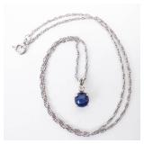 Sterling Silver Necklace with Mini Star Sapphire CZ Accent