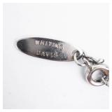 Whiting & Davis Silver Tone Mother of Pearl Oval Pendant Necklace with Matching Clip-On Earrings. 18"
