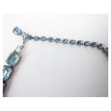Vintage Weiss Emerald-Cut Blue Tone Crystal Bracelet - Silver Tone