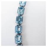 Vintage Weiss Emerald-Cut Blue Tone Crystal Bracelet - Silver Tone