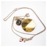 Paris Multi-Charm Necklace with Ornate Locket, Compass Pendant, Eiffel Tower & Floral Heart Charm
