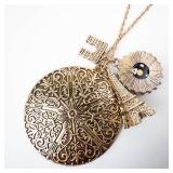 Paris Multi-Charm Necklace with Ornate Locket, Compass Pendant, Eiffel Tower & Floral Heart Charm