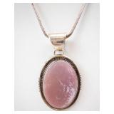 MP Sterling Rose Quartz? Pendant Necklace - 16 Inch Silver Chain