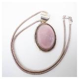 MP Sterling Rose Quartz? Pendant Necklace - 16 Inch Silver Chain
