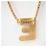 Gold-Plated Rhinestone Letter E Pendant Necklace with Box Chain