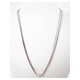 Gorgeous Sleek Sterling Silver Multi-Strand Necklace with Ball Bead -16"
