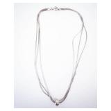 Gorgeous Sleek Sterling Silver Multi-Strand Necklace with Ball Bead -16"