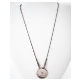 Shabool DIDAE Handmade Sterling Silver Round Pendant on Foxtail Chain, 16 in