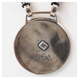 Shabool DIDAE Handmade Sterling Silver Round Pendant on Foxtail Chain, 16 in