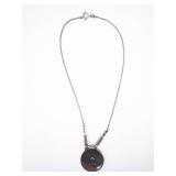 Shabool DIDAE Handmade Sterling Silver Round Pendant on Foxtail Chain, 16 in