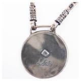 Shabool DIDAE Handmade Sterling Silver Round Pendant on Foxtail Chain, 16 in