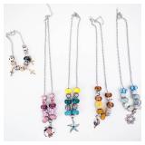Assorted Beaded Necklaces & Charm Bracelet (Lot of 5)