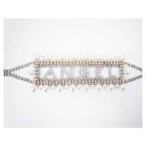 Huge Angel Rhinestone Letter Bracelet with Pearl Border - Silver-Tone Jewelry