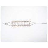 Huge Angel Rhinestone Letter Bracelet with Pearl Border - Silver-Tone Jewelry