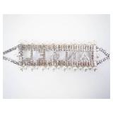 Huge Angel Rhinestone Letter Bracelet with Pearl Border - Silver-Tone Jewelry