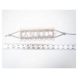Huge Angel Rhinestone Letter Bracelet with Pearl Border - Silver-Tone Jewelry