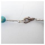 Turquoise Bead Necklace with Center Nugget Stones & Silver Spacer Beads -22"