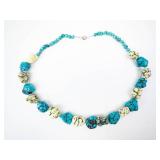 Turquoise Bead Necklace with Cream Matrix Beads - 20-Inch