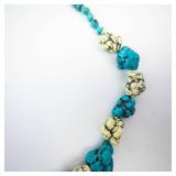 Turquoise Bead Necklace with Cream Matrix Beads - 20-Inch