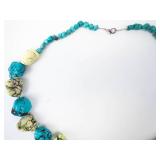 Turquoise Bead Necklace with Cream Matrix Beads - 20-Inch