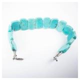 Simulated Turquoise Bead Bracelet with Silver-Tone Clasp