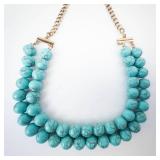 BAUBLERAR Simulated Turquoise Bead Necklace - Double Strand, 15 to 20 Inches