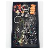 Assorted Costume Jewelry - Bracelets, Necklaces & Beads Tray