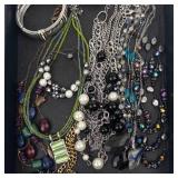 Assorted Costume Jewelry - Bracelets, Necklaces & Beads Tray