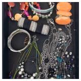 Assorted Costume Jewelry - Bracelets, Necklaces & Beads Tray