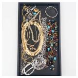 Assorted Costume Jewelry - Gold Tone Chains, Beaded Necklaces & Bracelets