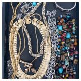 Assorted Costume Jewelry - Gold Tone Chains, Beaded Necklaces & Bracelets