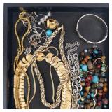Assorted Costume Jewelry - Gold Tone Chains, Beaded Necklaces & Bracelets