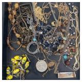 Assorted Costume Jewelry Lot - Cameos, Chains, Beads and Pendants