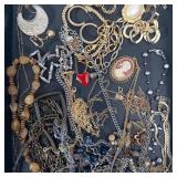 Assorted Costume Jewelry Lot - Cameos, Chains, Beads and Pendants