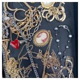Assorted Costume Jewelry Lot - Cameos, Chains, Beads and Pendants