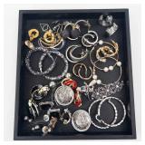 Assorted Costume Jewelry Lot - Earrings, Bracelets, Rings & Pendants