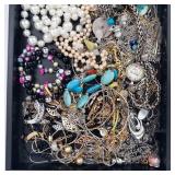 Assorted Costume Jewelry Lot - Pearl Necklaces, Turquoise Beads, Chains & Bracelets