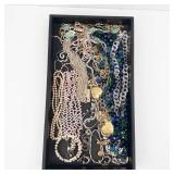 Assorted Costume Jewelry Lot - Pearl Strands, Turquoise Inlays and Bead Chains