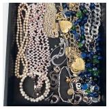 Assorted Costume Jewelry Lot - Pearl Strands, Turquoise Inlays and Bead Chains