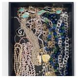 Assorted Costume Jewelry Lot - Pearl Strands, Turquoise Inlays and Bead Chains