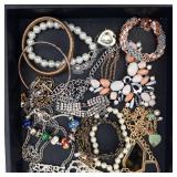 Assorted Costume Jewelry Lot - Pearl Strands, Beads, Bangles, Geometric Pendants