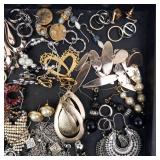 Assorted Costume Jewelry Lot - Earrings, Rings, Bracelets, Pendants & Chains