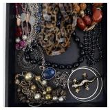 Assorted Costume Jewelry - Beaded Necklaces, Chains & Charms in Box