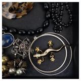 Assorted Costume Jewelry - Beaded Necklaces, Chains & Charms in Box
