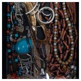 Assorted Jewelry Lot - Turquoise Beads, Pendants, Chains & Rings