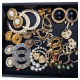 Assorted Gold-Tone Costume Jewelry Lot - Pearls, Beads & Black Stone Accents