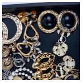 Assorted Gold-Tone Costume Jewelry Lot - Pearls, Beads & Black Stone Accents