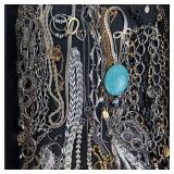 Assorted Costume Jewelry Lot - Turquoise Pendant, Chains, Bracelets & Rings